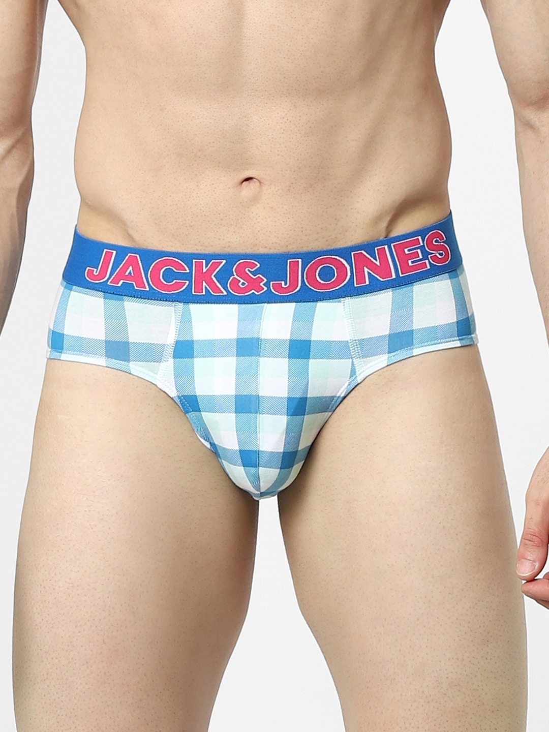 

Jack & Jones Men Blue Checked Briefs