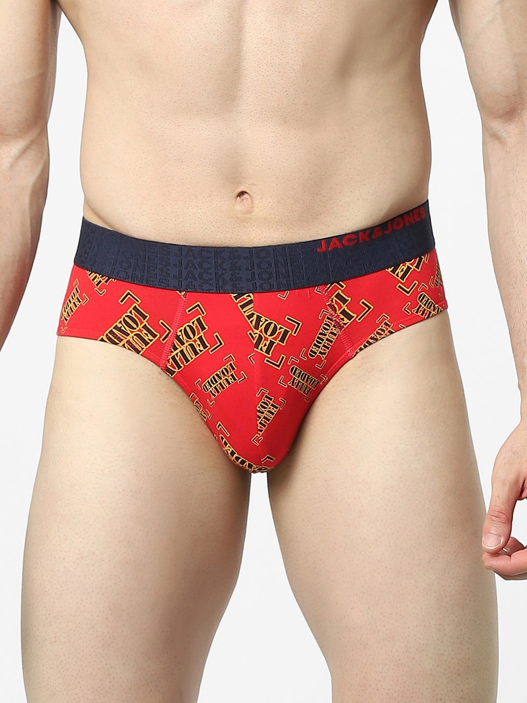 

Jack & Jones Men Red & Black Printed Basic Brief