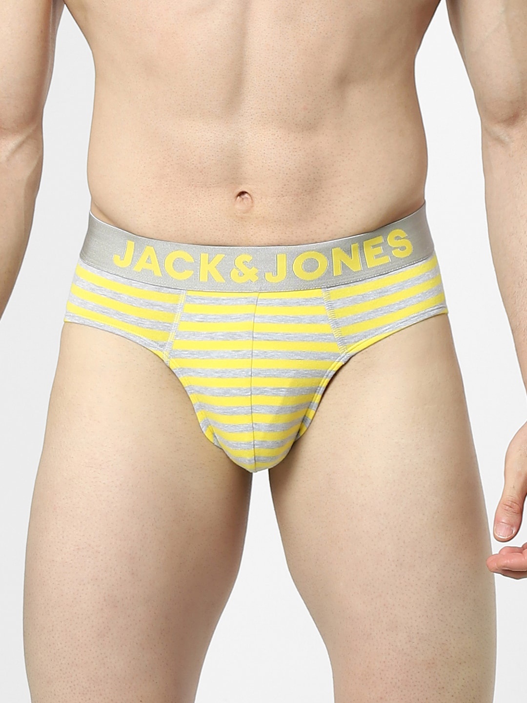 

Jack & Jones Men Yellow Striped Basic Briefs