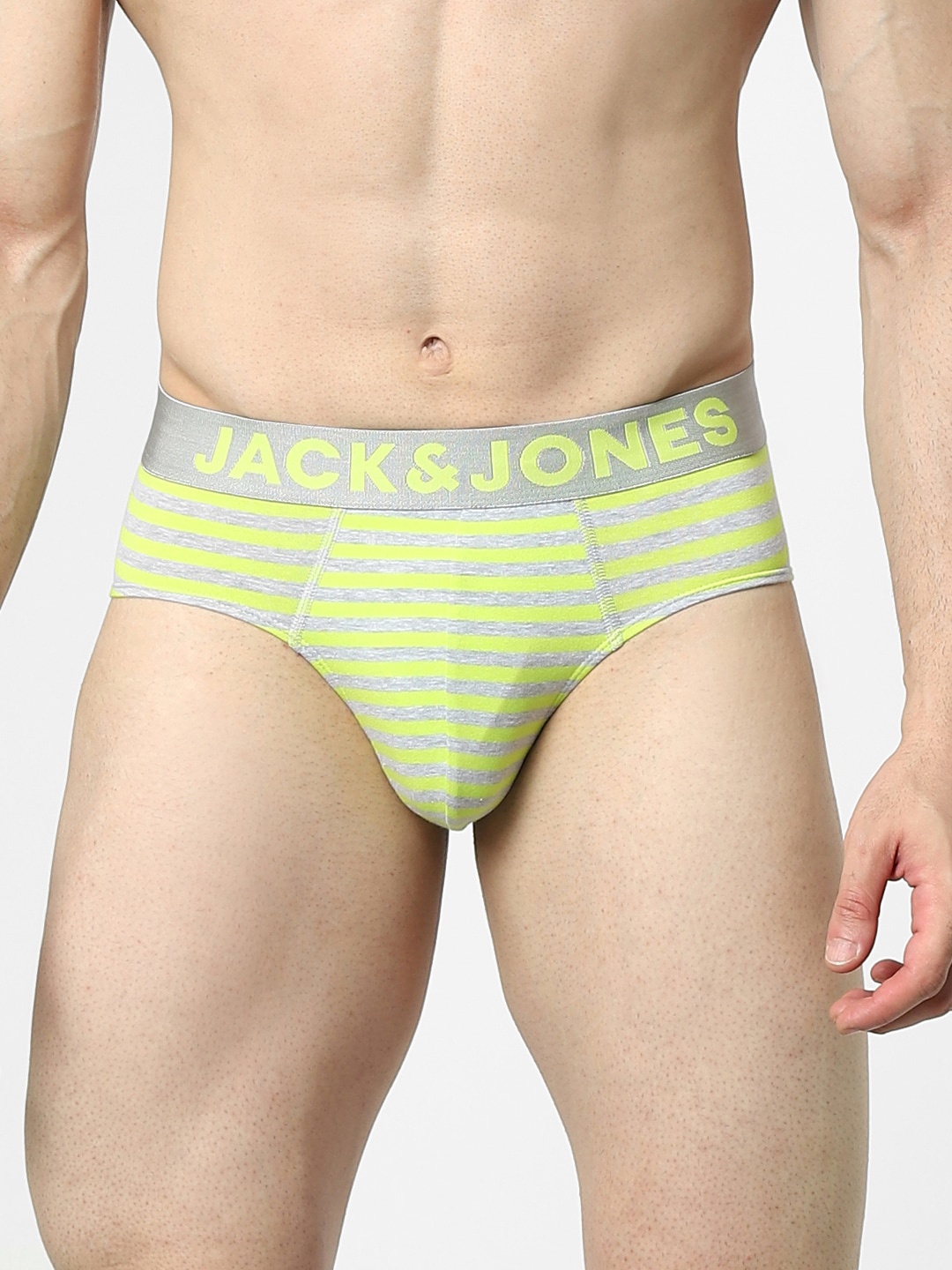 

Jack & Jones Men Green & Grey Striped Basic Brief