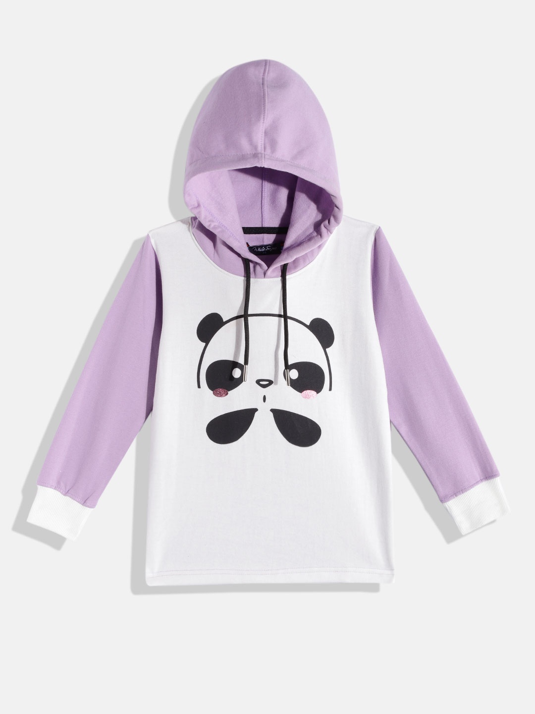 

White Snow Girls Purple & White Graphic Print Hooded Sweatshirt