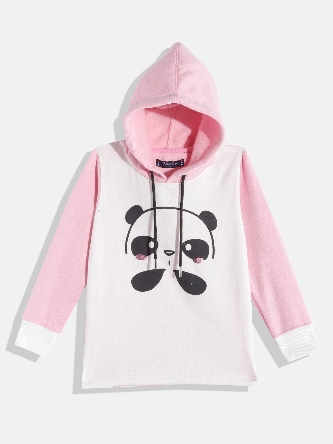 

White Snow Girls White & Black Panda Print Hooded Sweatshirt