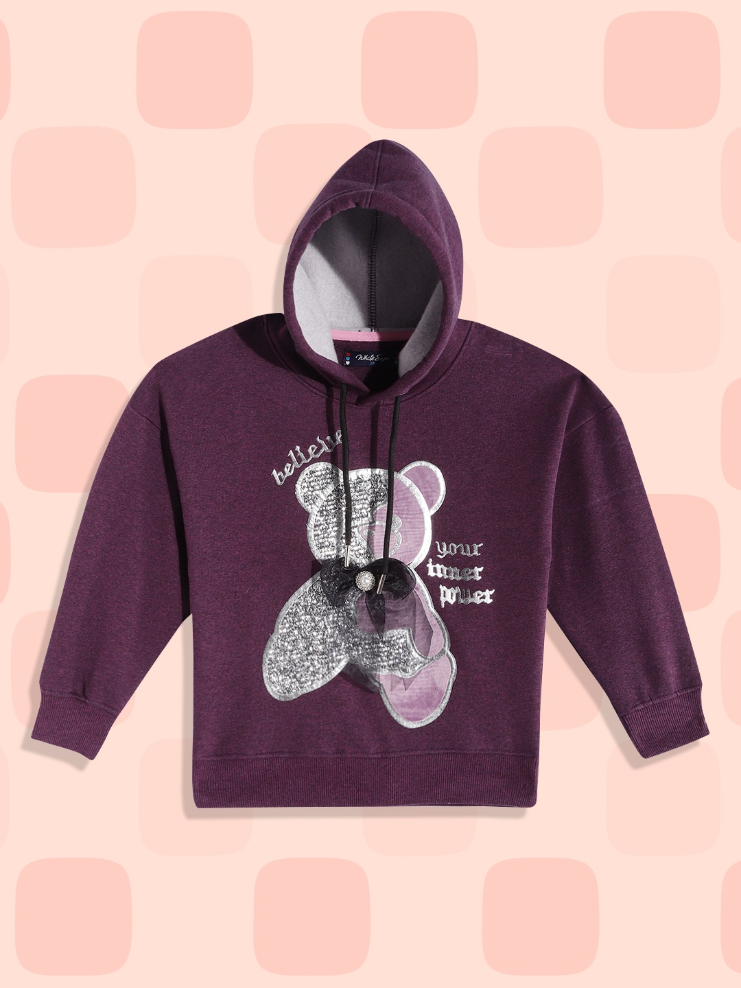 

White Snow Girls Purple Hooded Sweatshirt