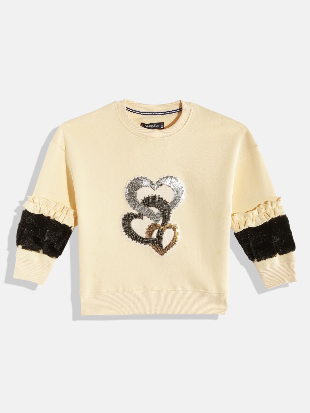 

White Snow Girls Cream-Coloured Sequined Sweatshirt