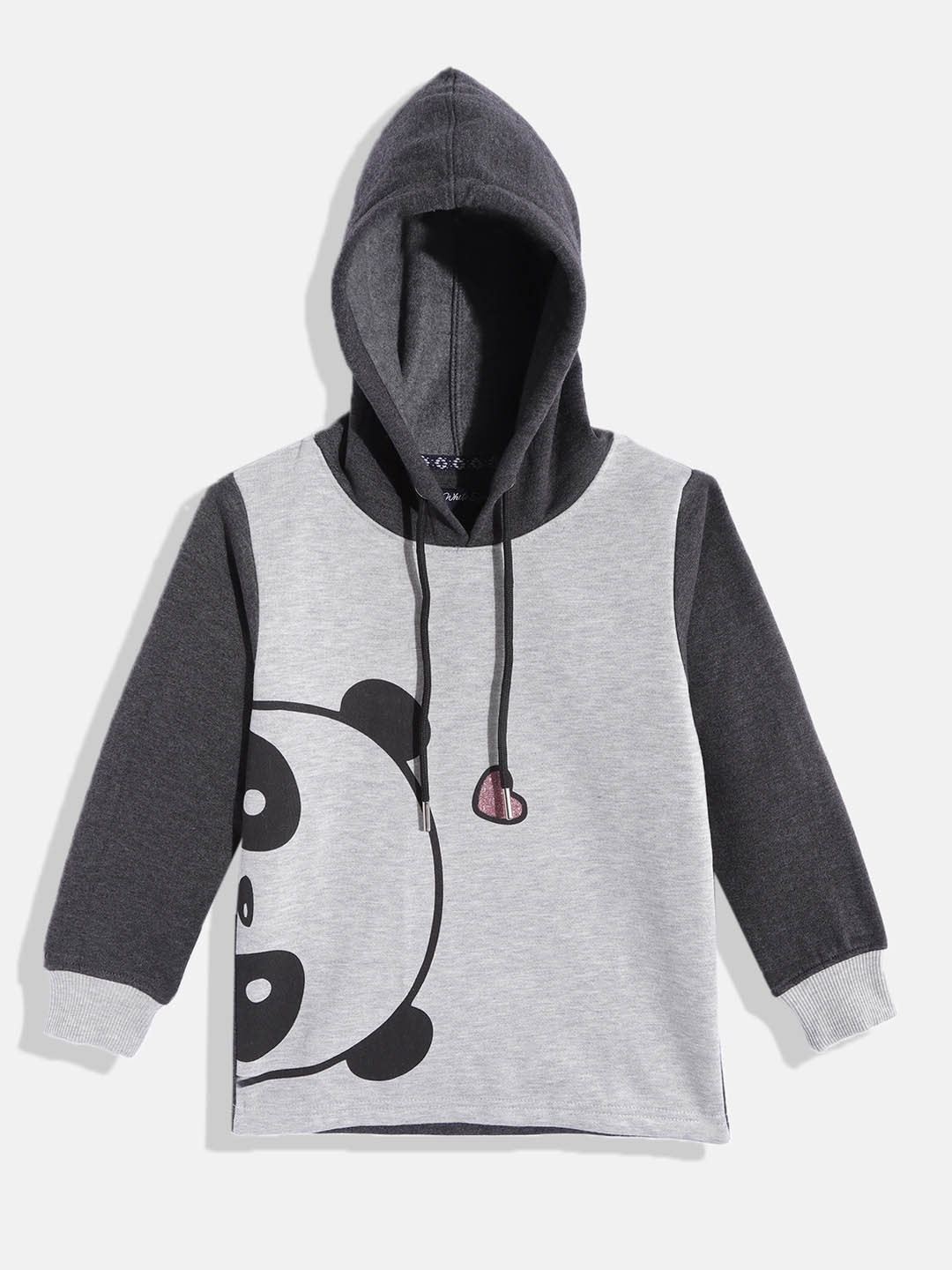 

White Snow Girls Grey Graphic Printed Hooded Sweatshirt
