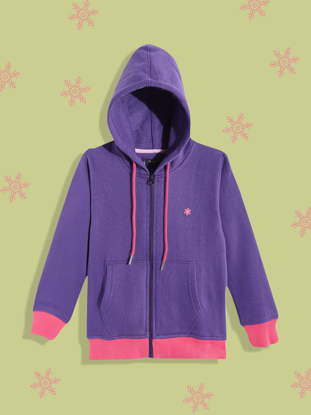 

White Snow Girls Purple & Pink Solid Hooded Sweatshirt