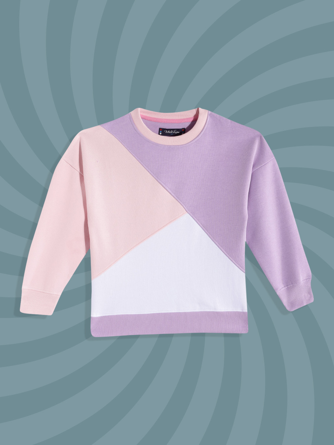 

White Snow Girls Lavender & Pink Colourblocked Sweatshirt