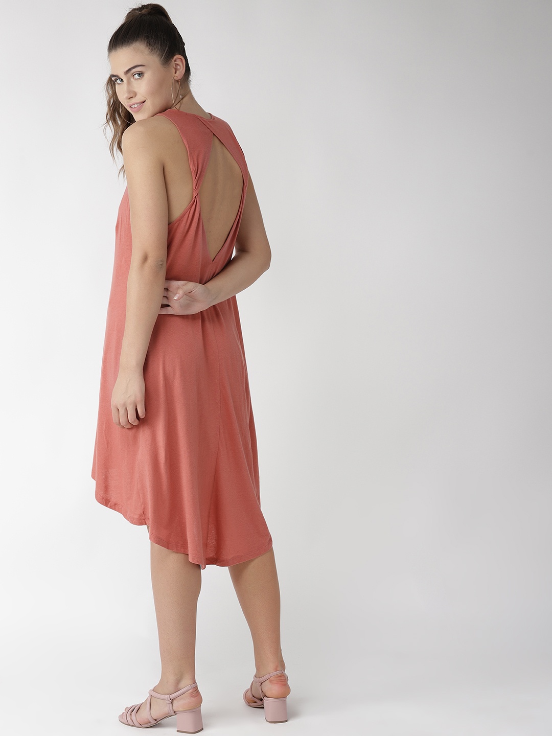 

FOREVER 21 Women Peach Solid A-Line Dress