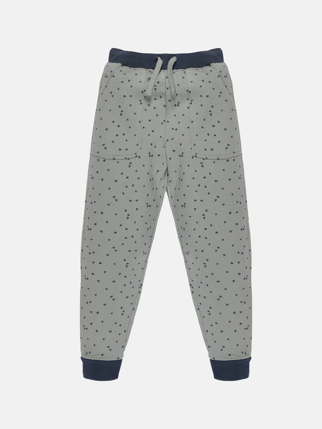 

KiddoPanti Girls Grey Printed Joggers