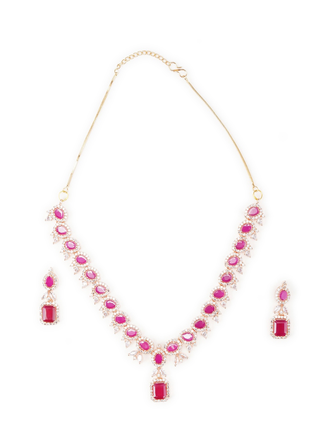 

CARDINAL Gold-Plated Pink Stone-Studded Jewellery Set