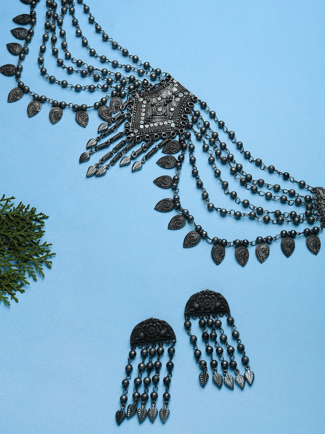

CARDINAL Oxidised Silver-Toned Jewellery Set