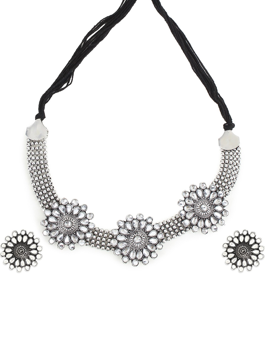 

CARDINAL Silver-Toned Oxidised Jewellery Set