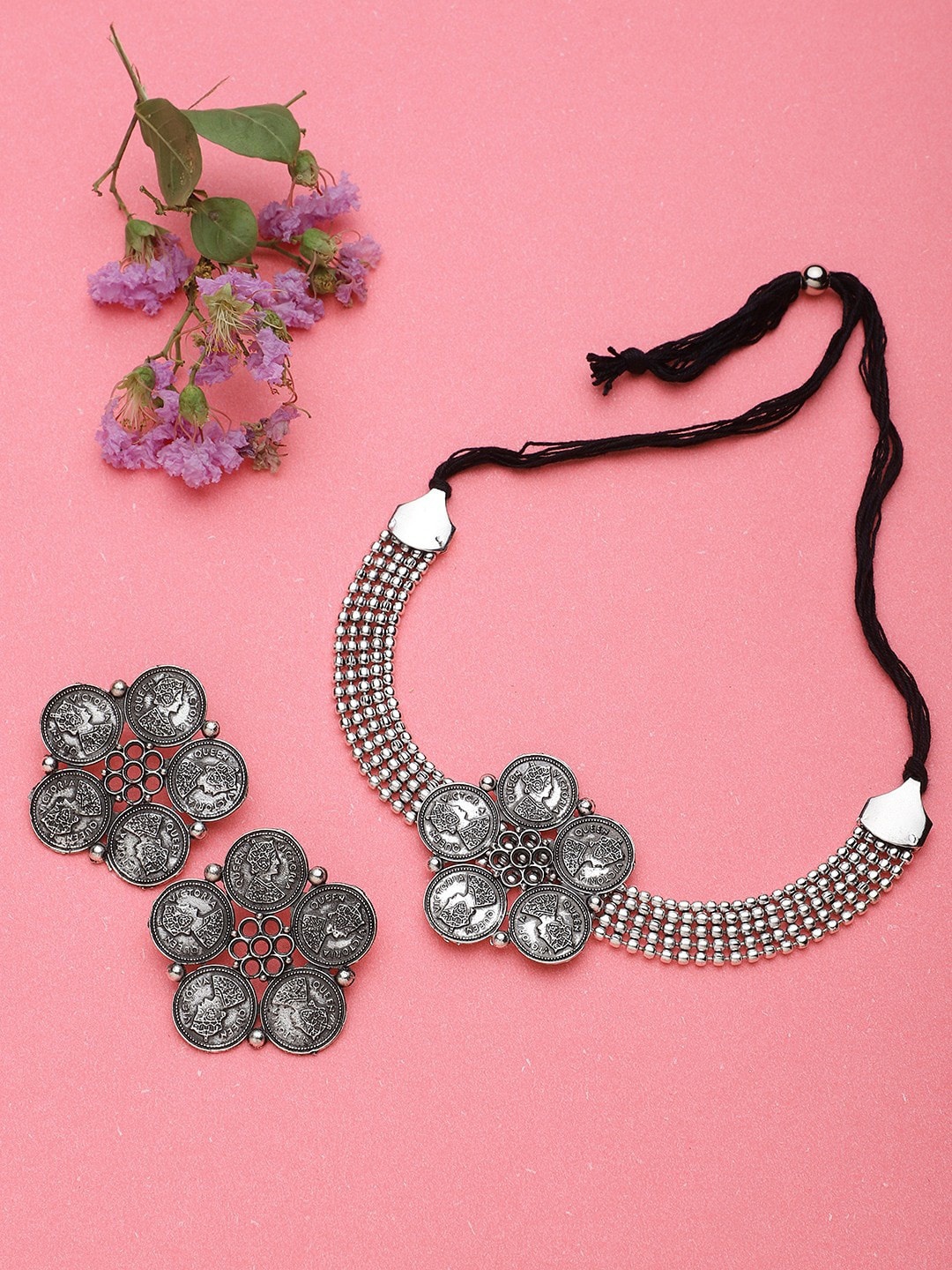 

CARDINAL Oxidized Silver-Toned Choker Jewellery Set