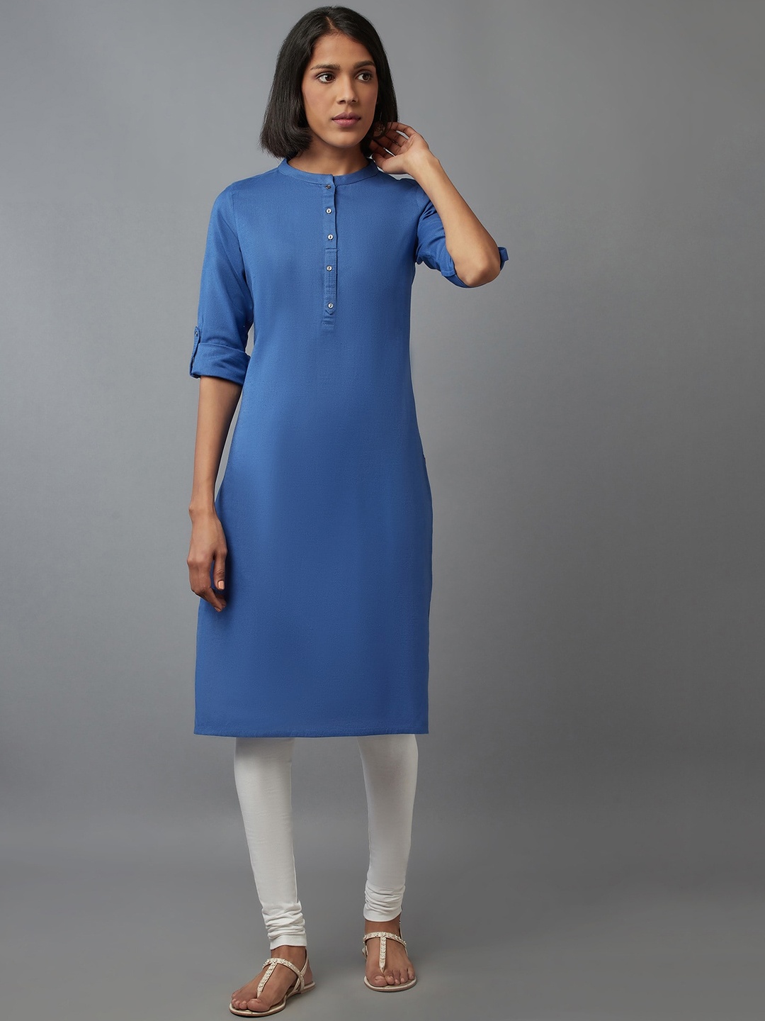 

W Women Blue Thread Work Kurta