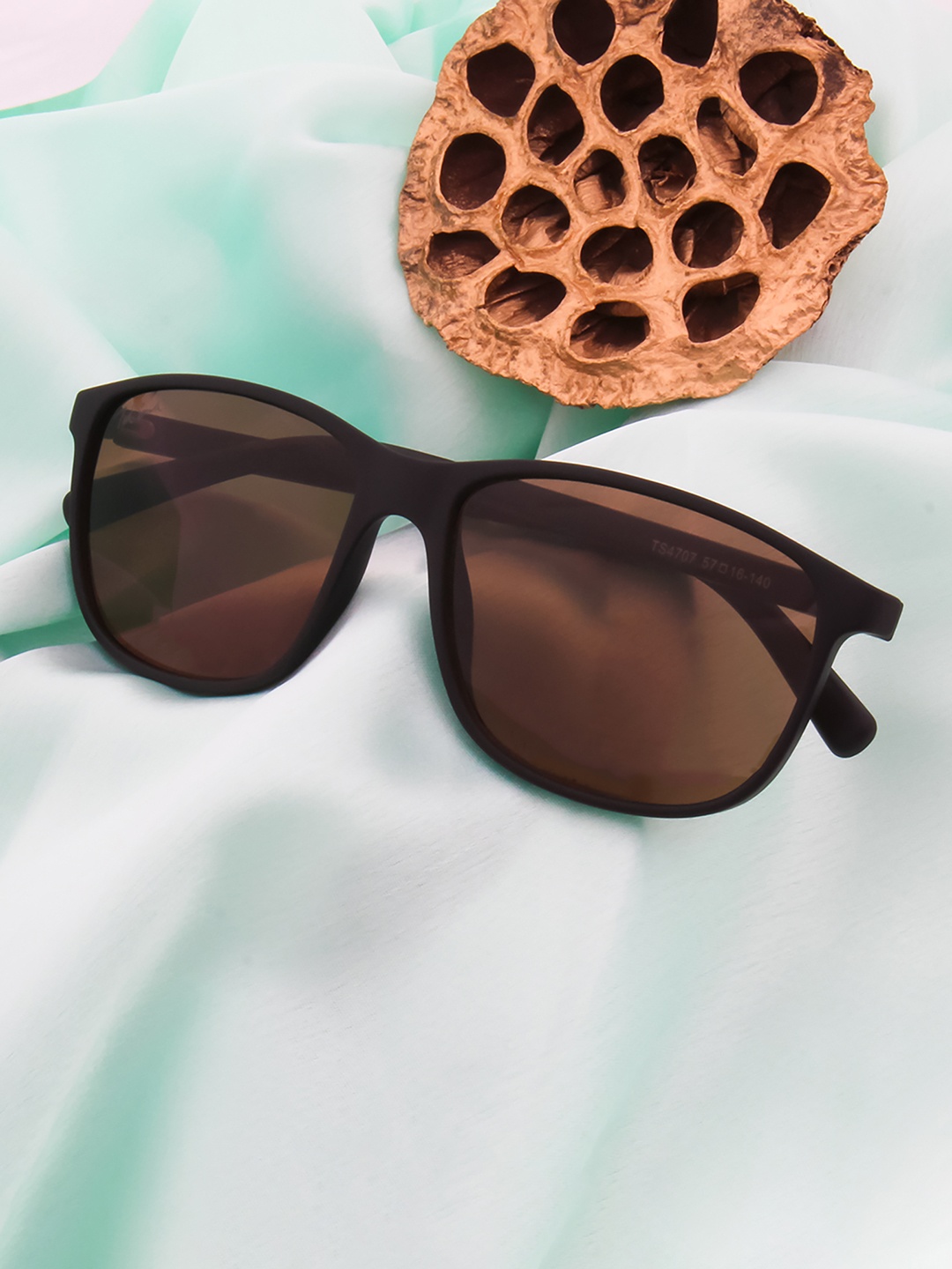 

Ted Smith Unisex Brown Lens & Black Wayfarer Sunglasses with UV Protected Lens