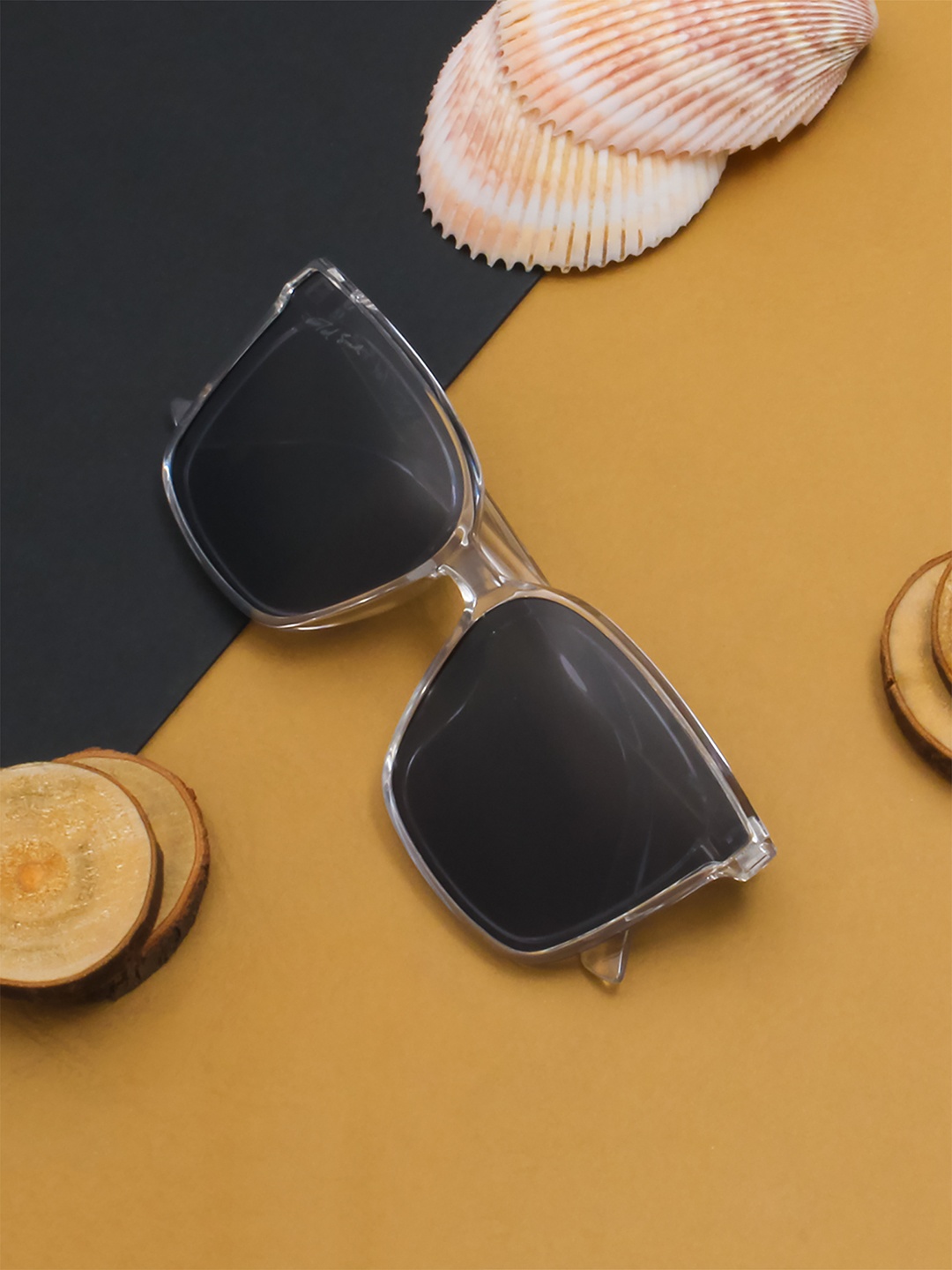 

Ted Smith Unisex Grey Lens & White Square Sunglasses with Polarised and UV Protected Lens
