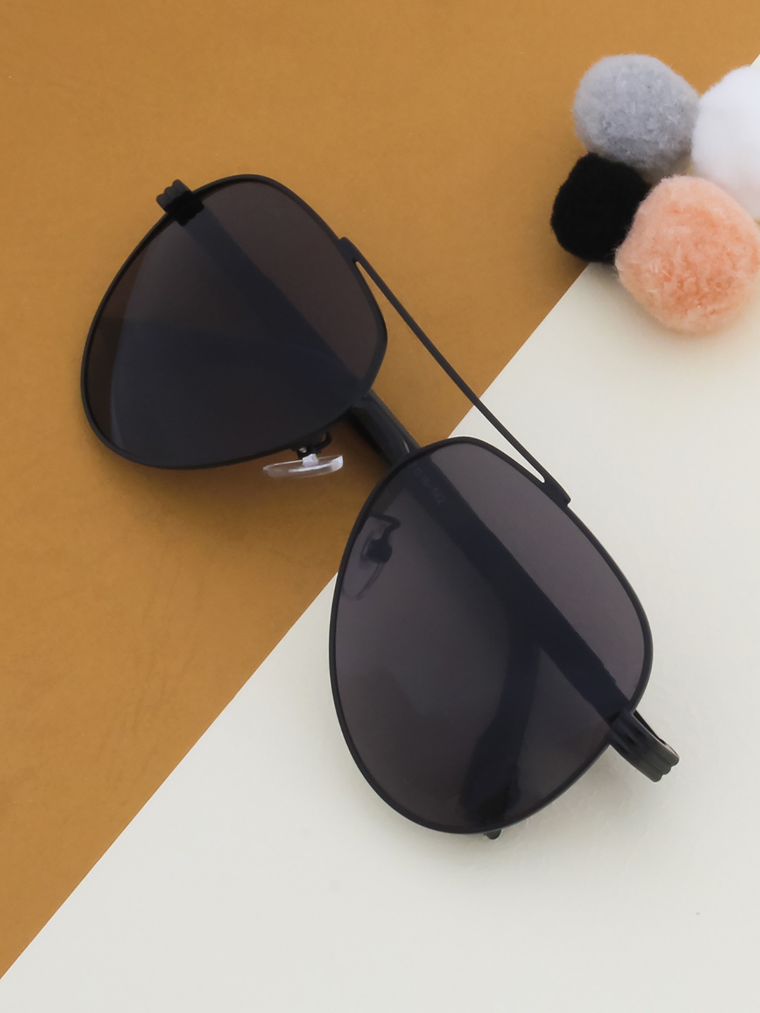 

Ted Smith Unisex Grey Lens & Black Aviator Sunglasses with UV Protected Lens