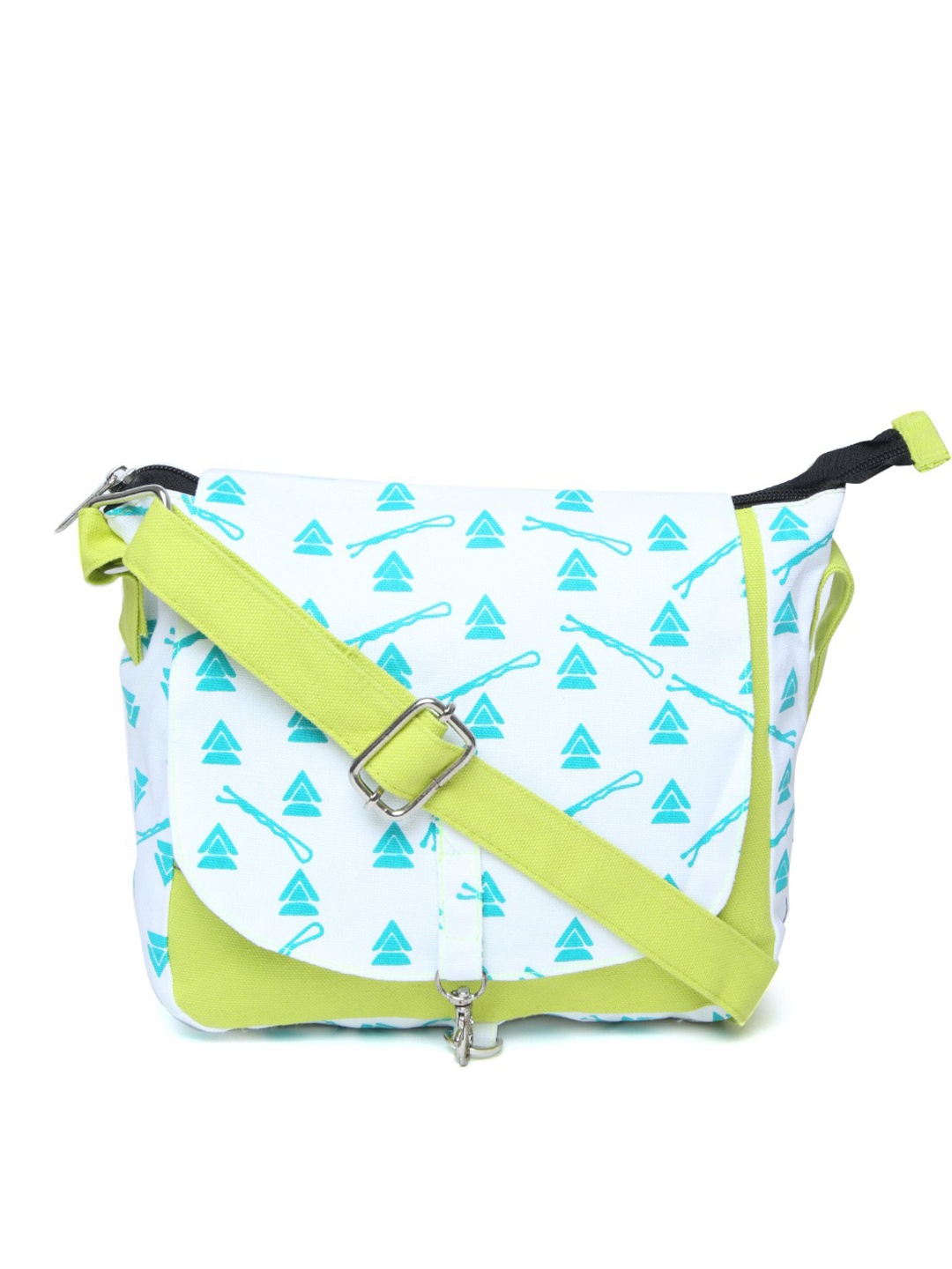 

Kanvas Katha Green Geometric Printed Structured Sling Bag