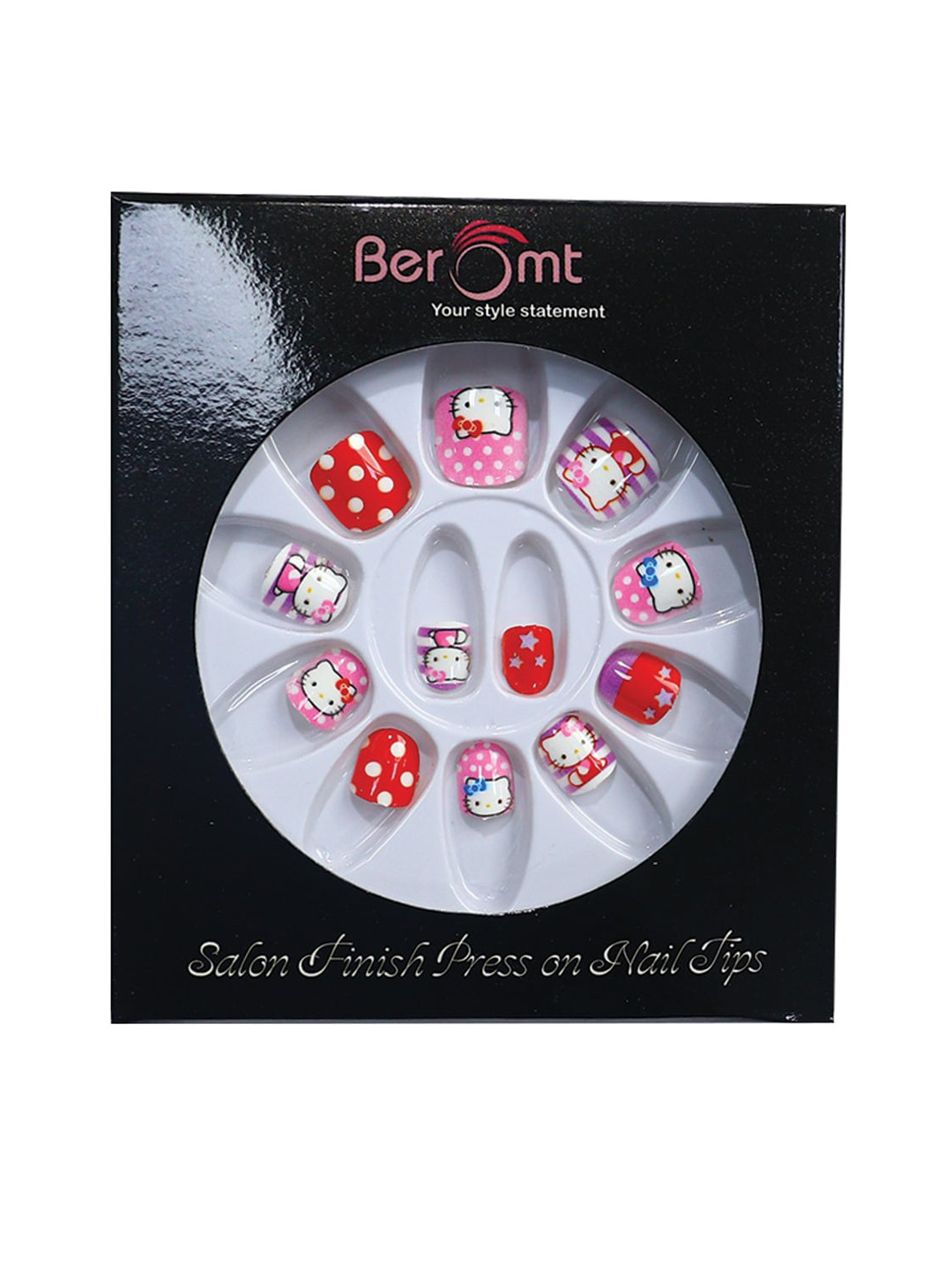 

BEROMT Girls Salon Finish Press-On False Nail Tips Kit - Shade 54, Multi