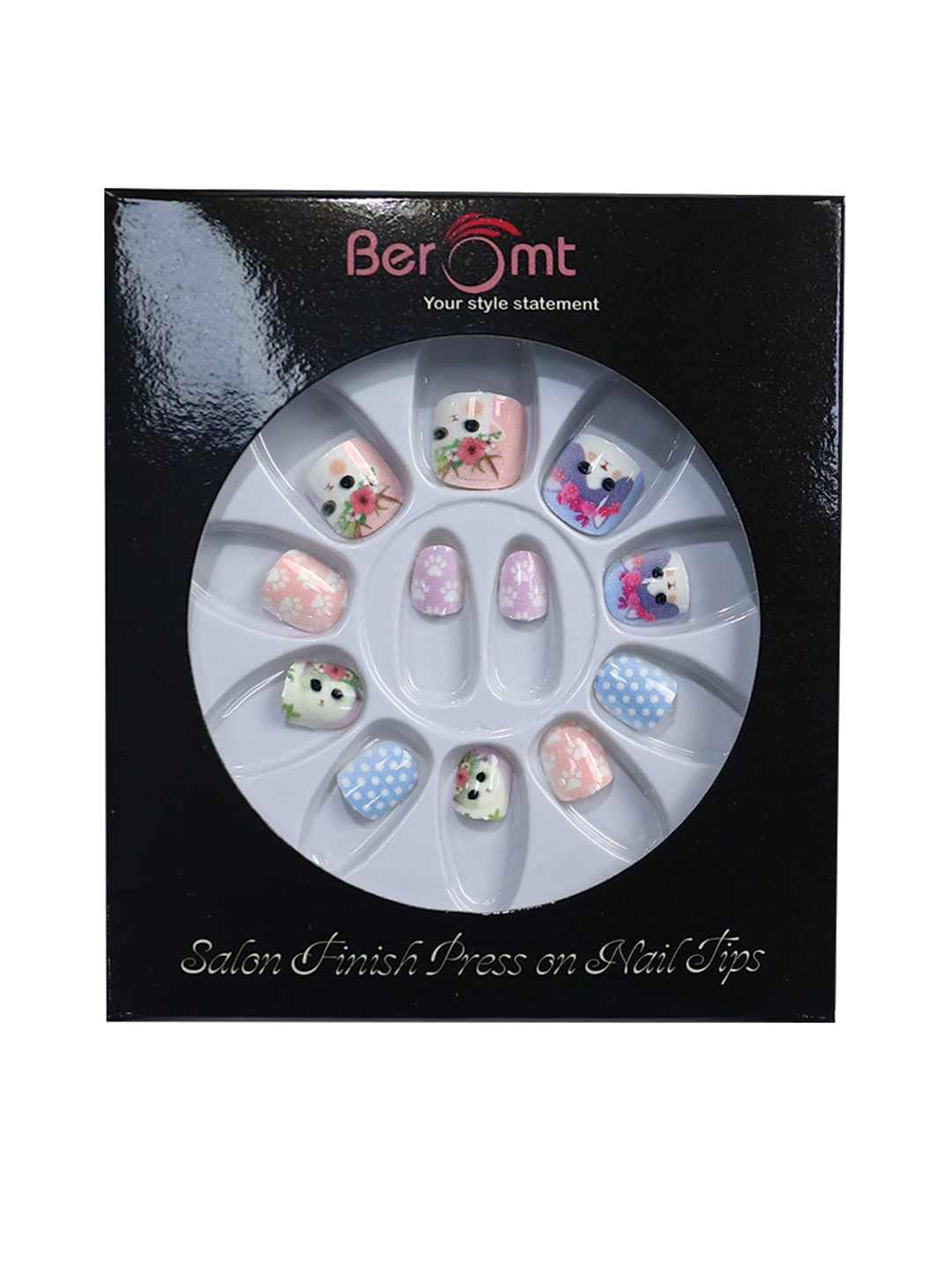 

BEROMT Girls Salon Finish Press-On False Nail Tips Kit - Shade 57, Multi