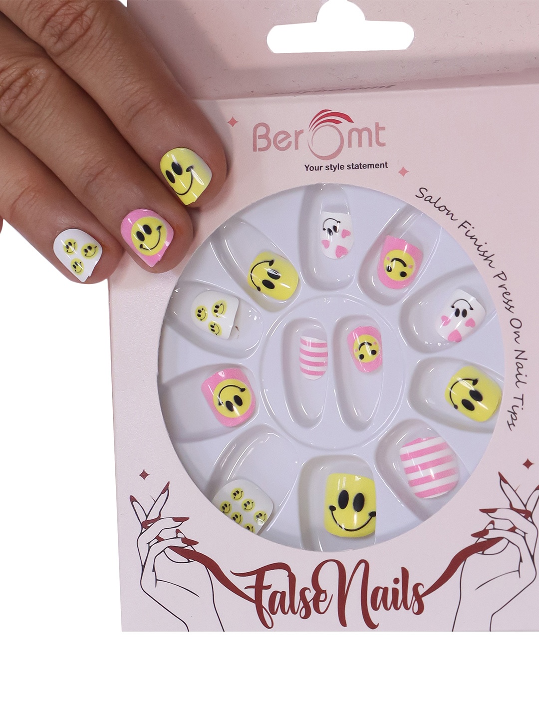 

BEROMT Girls Salon Finish Press-On False Nail Tips Kit - Shade 39, Yellow