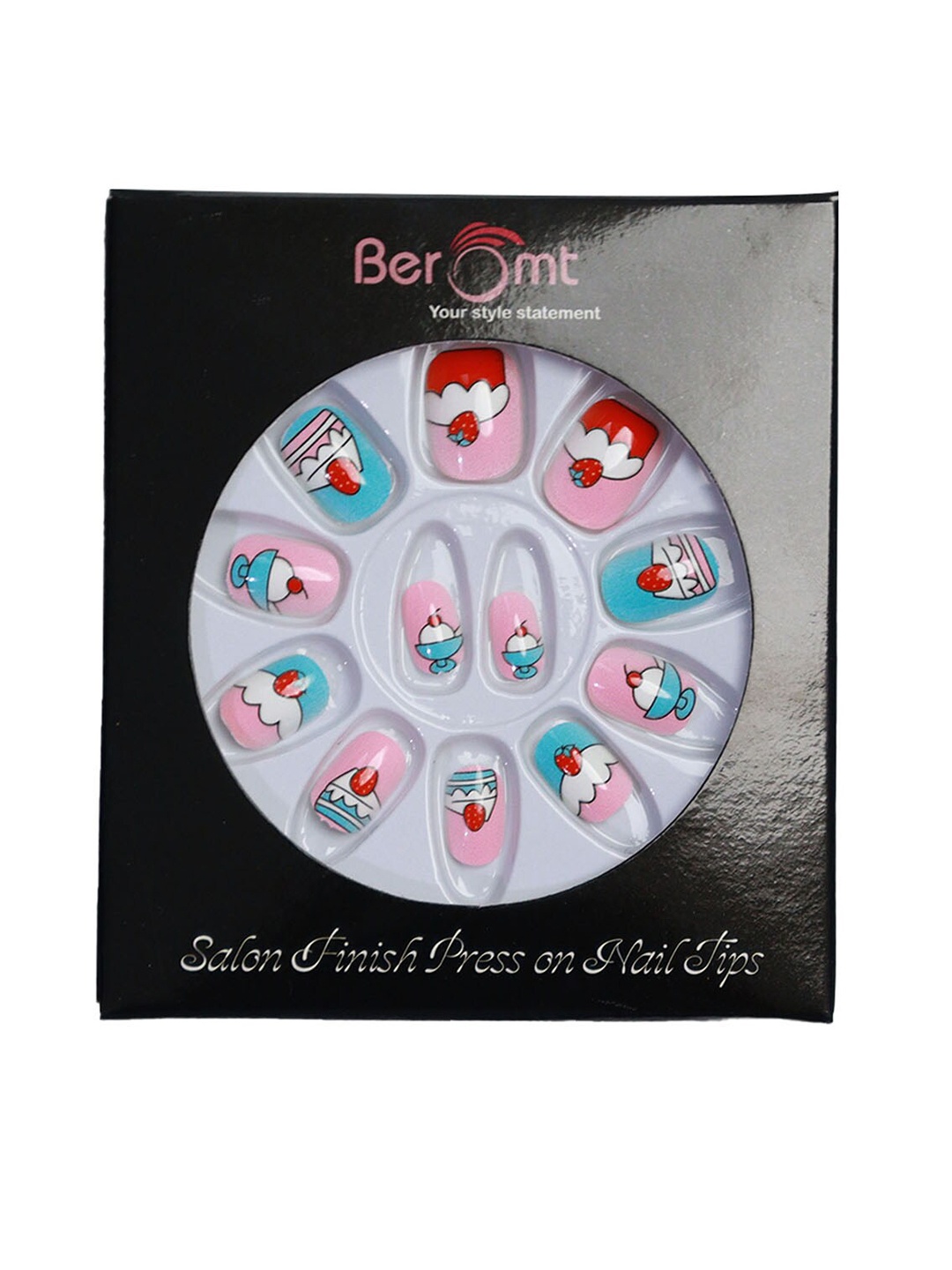 

BEROMT Girls Salon Finish Press-On False Nail Tips Kit - Shade 29, Pink