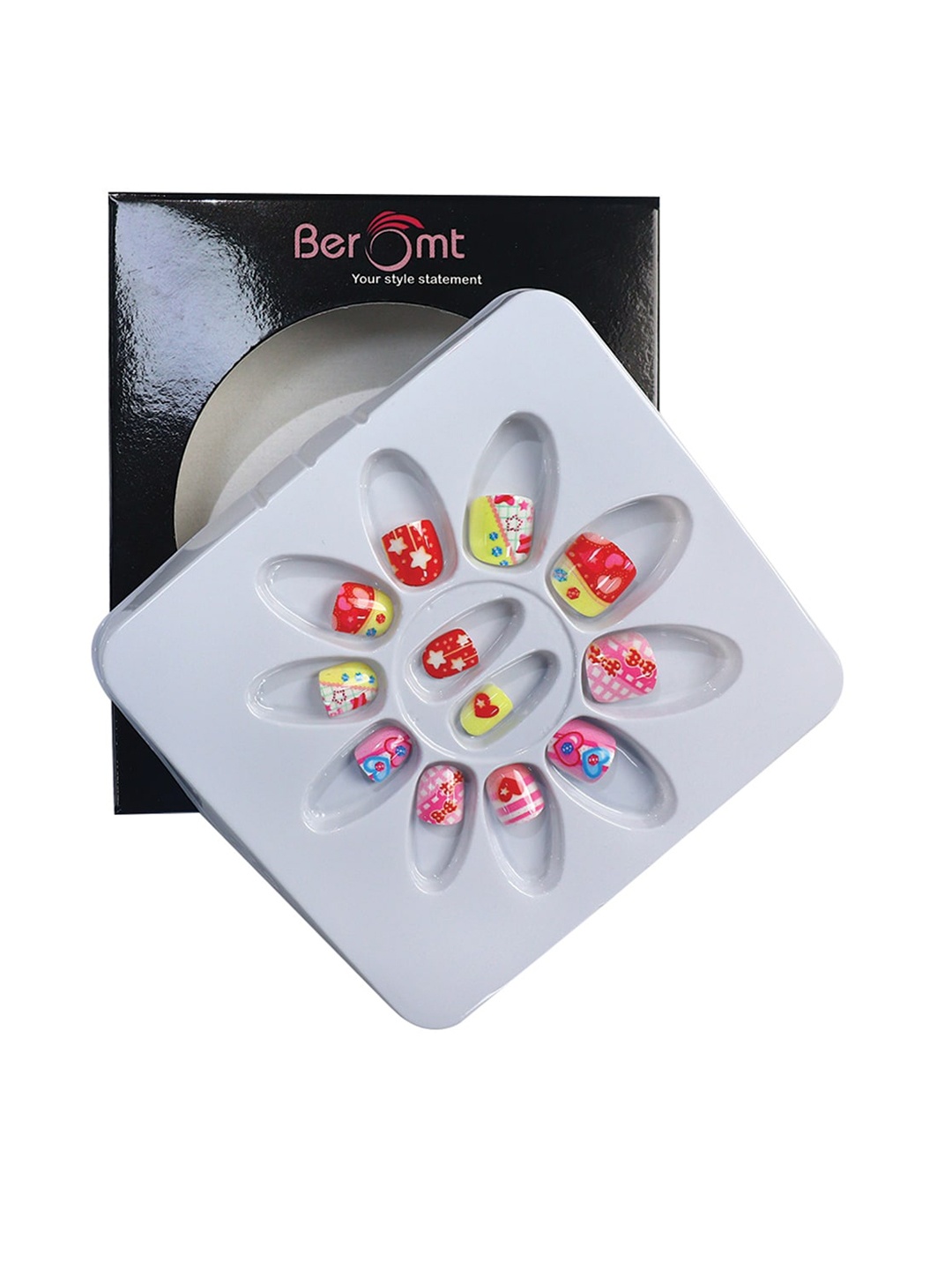 

BEROMT Girls Salon Finish Press-On False Nail Tips Kit - Shade 44, Multi