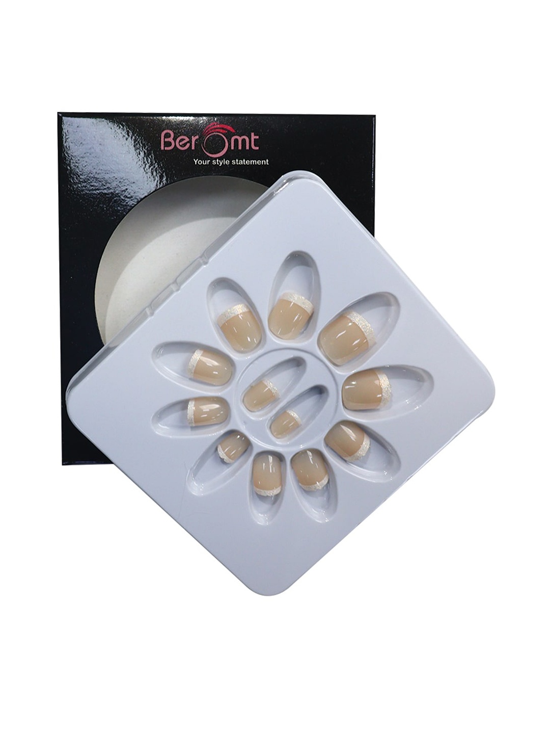 

BEROMT Girls Salon Finish Press-On False Nail Tips Kit - Shade 50, Beige