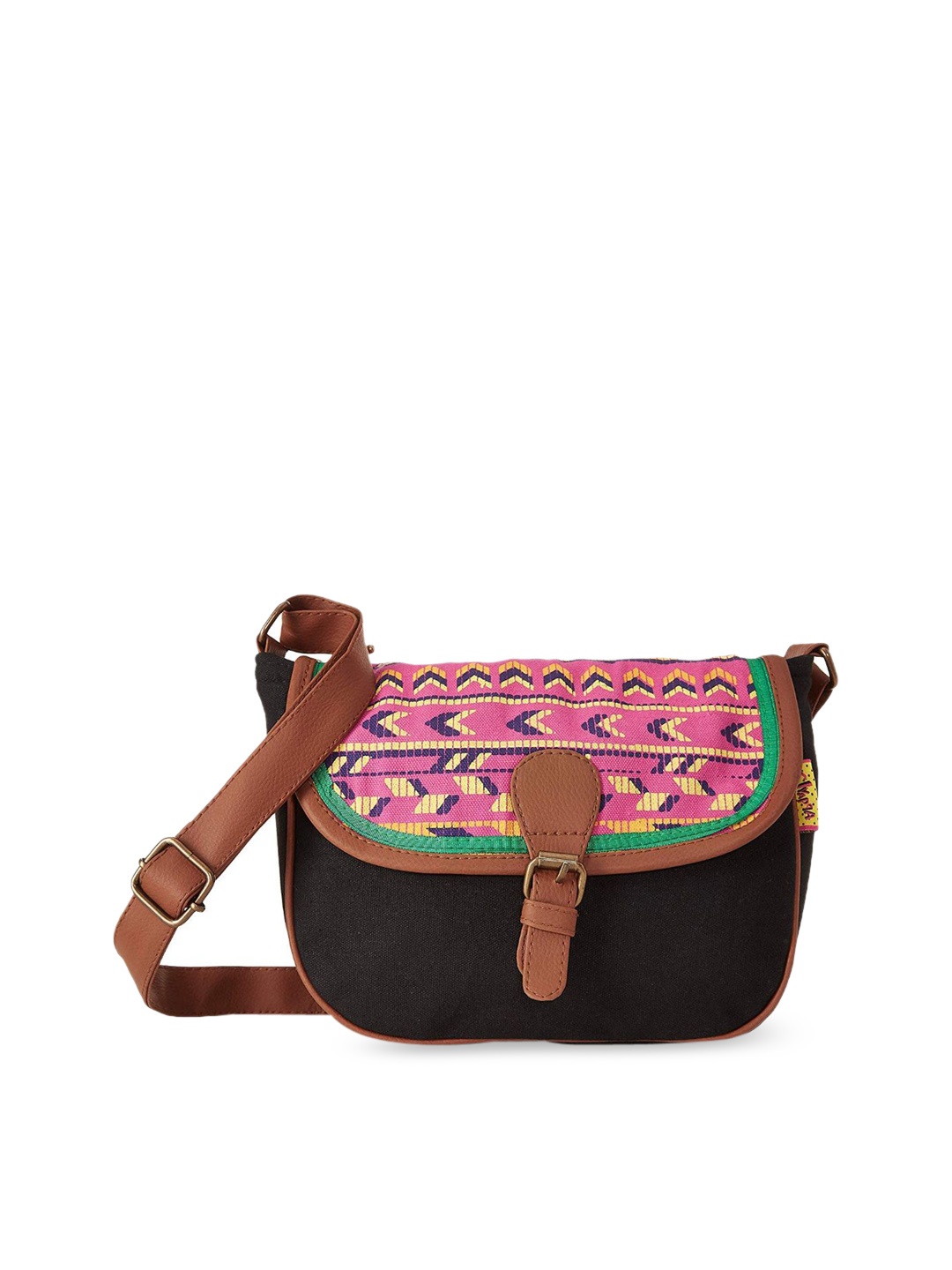 

Kanvas Katha Multicoloured Printed Structured Sling Bag, Multi