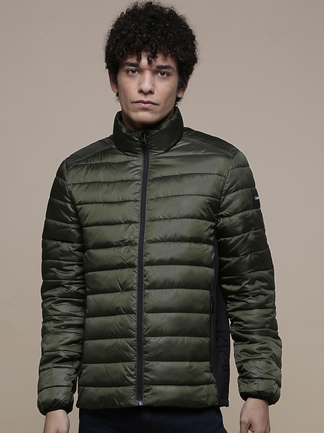 

Calvin Klein Jeans Men Green Puffer Jacket With Recycled Side Brand Logo Vest