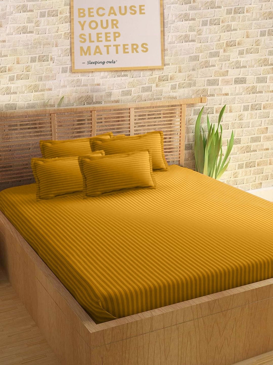 

Sleeping Owls- because your sleep matters Unisex Mustard Bedsheets