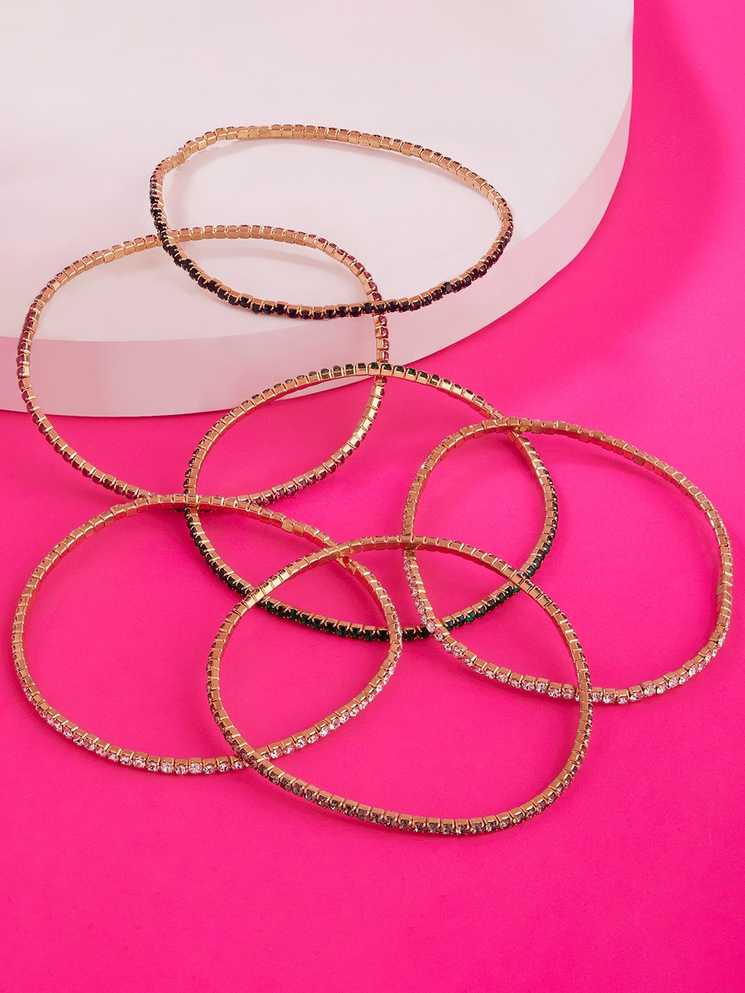 

Accessorize Women Set of 6 Stone-Studded Bracelets, Gold