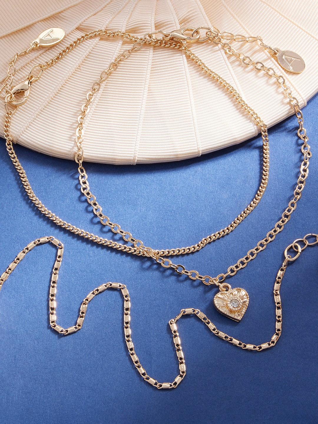 

Accessorize London Set Of 3 Gold-Toned Crystal Studded Layered Chain Anklet