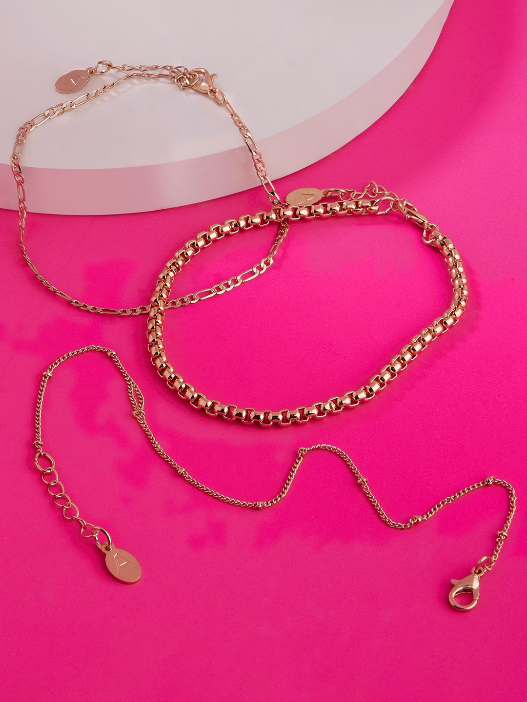 

Accessorize Set Of 3 Gold-Toned Beaded Anklets