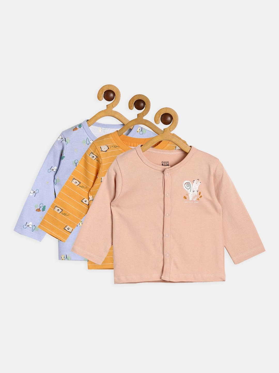 

MINI KLUB Infant Boys Pack of 3 Pure Cotton Front Open Vest, Mustard