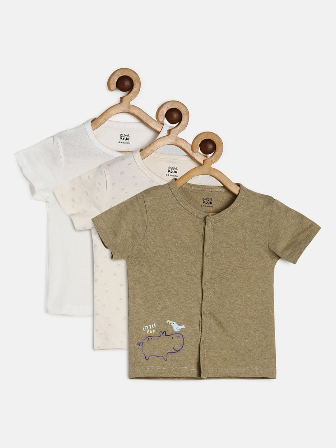 

MINI KLUB Infant Boys Pack Of 3 Solid Cotton Jhabla, Multi