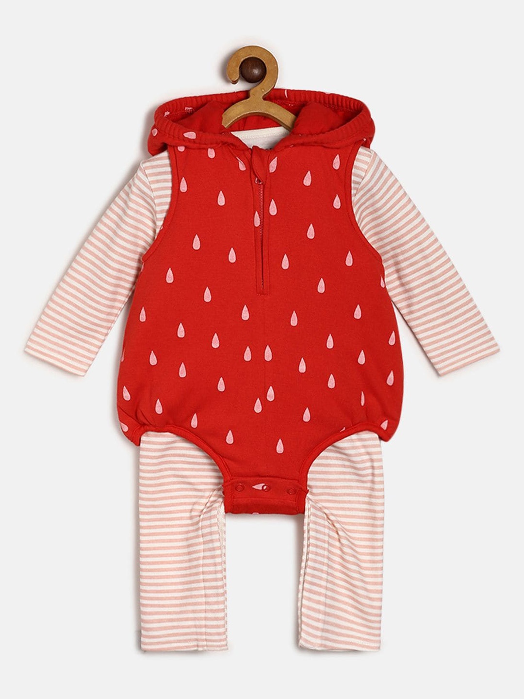 

MINI KLUB Girls Red & Peach Printed Co-Ords