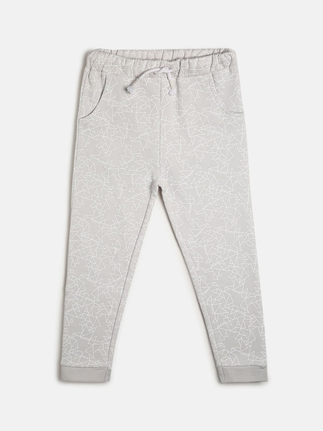 

MINI KLUB Boys Grey Printed Pure Cotton Joggers
