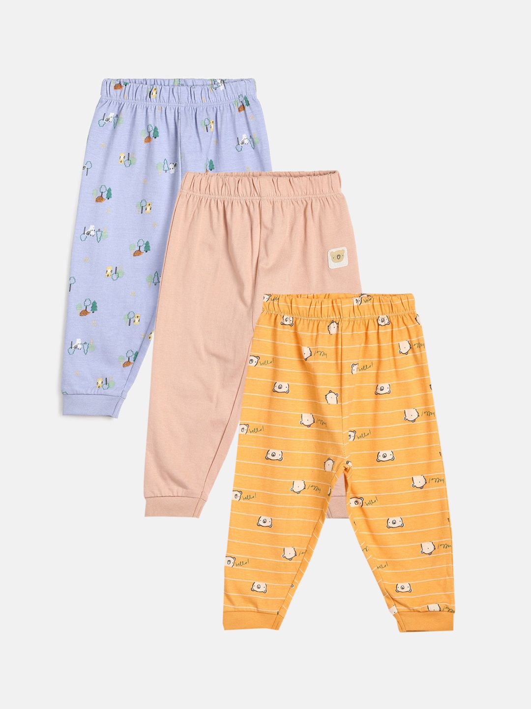 

MINI KLUB Infant Boys Pack Of 3 Printed Organic-Cotton Jogger, Yellow