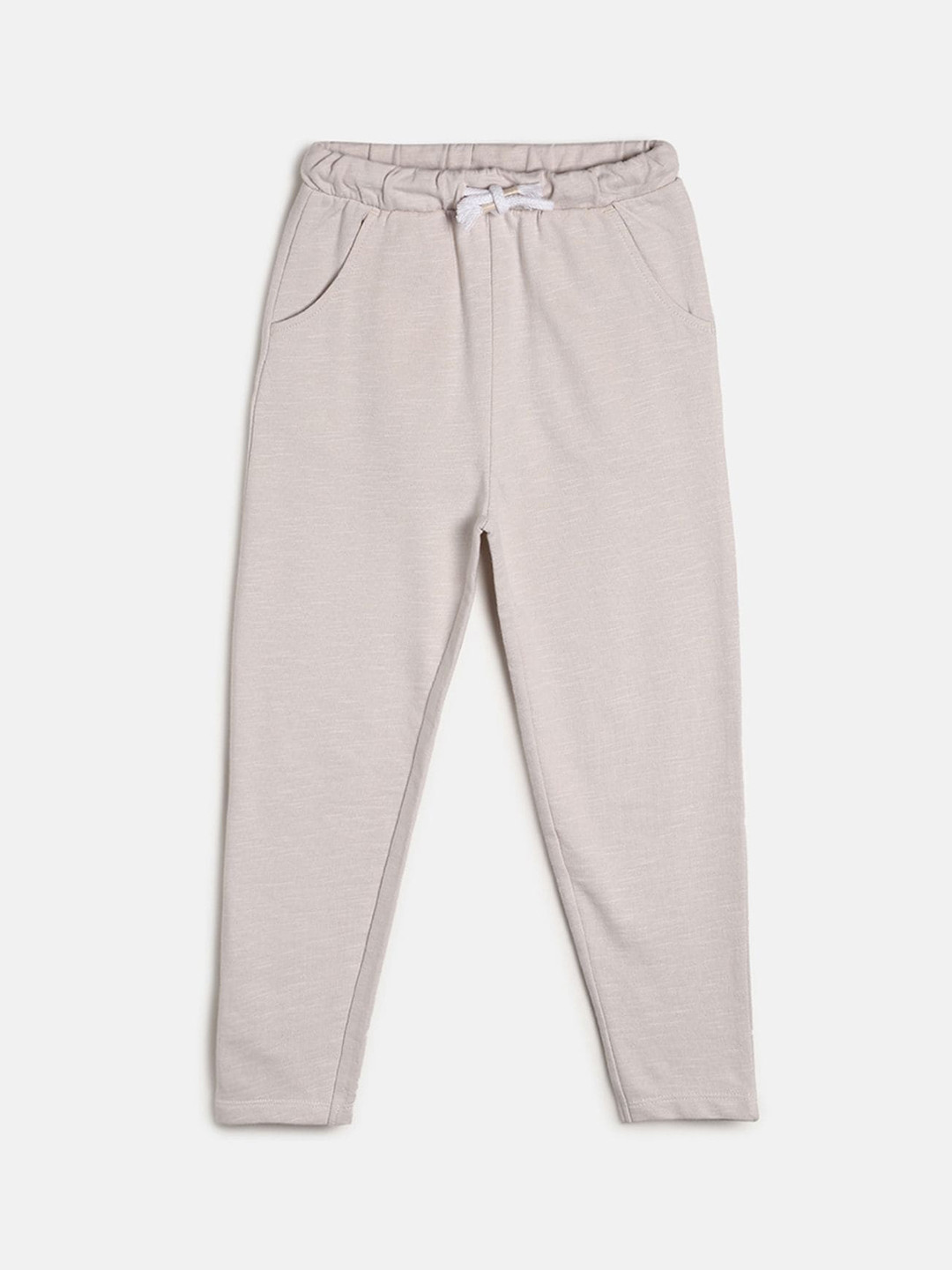 

MINI KLUB Boys Marshmallow-Pink Solid Pure Cotton Track Pant