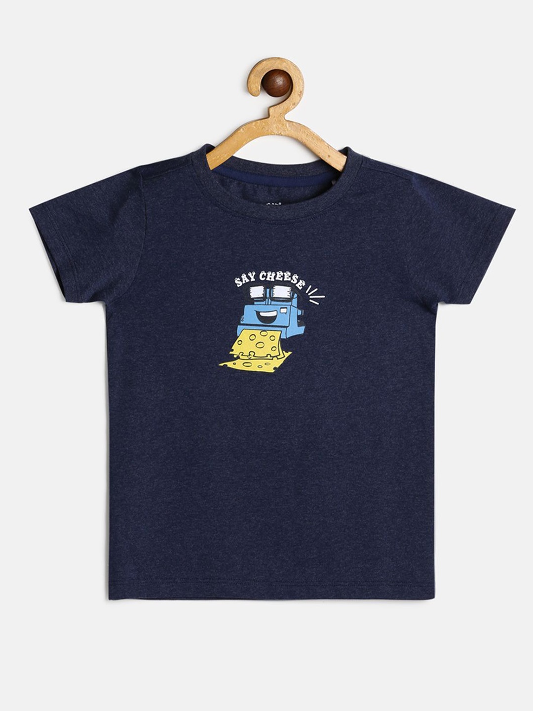 

MINI KLUB Boys Blue Printed Henley Neck Applique T-shirt
