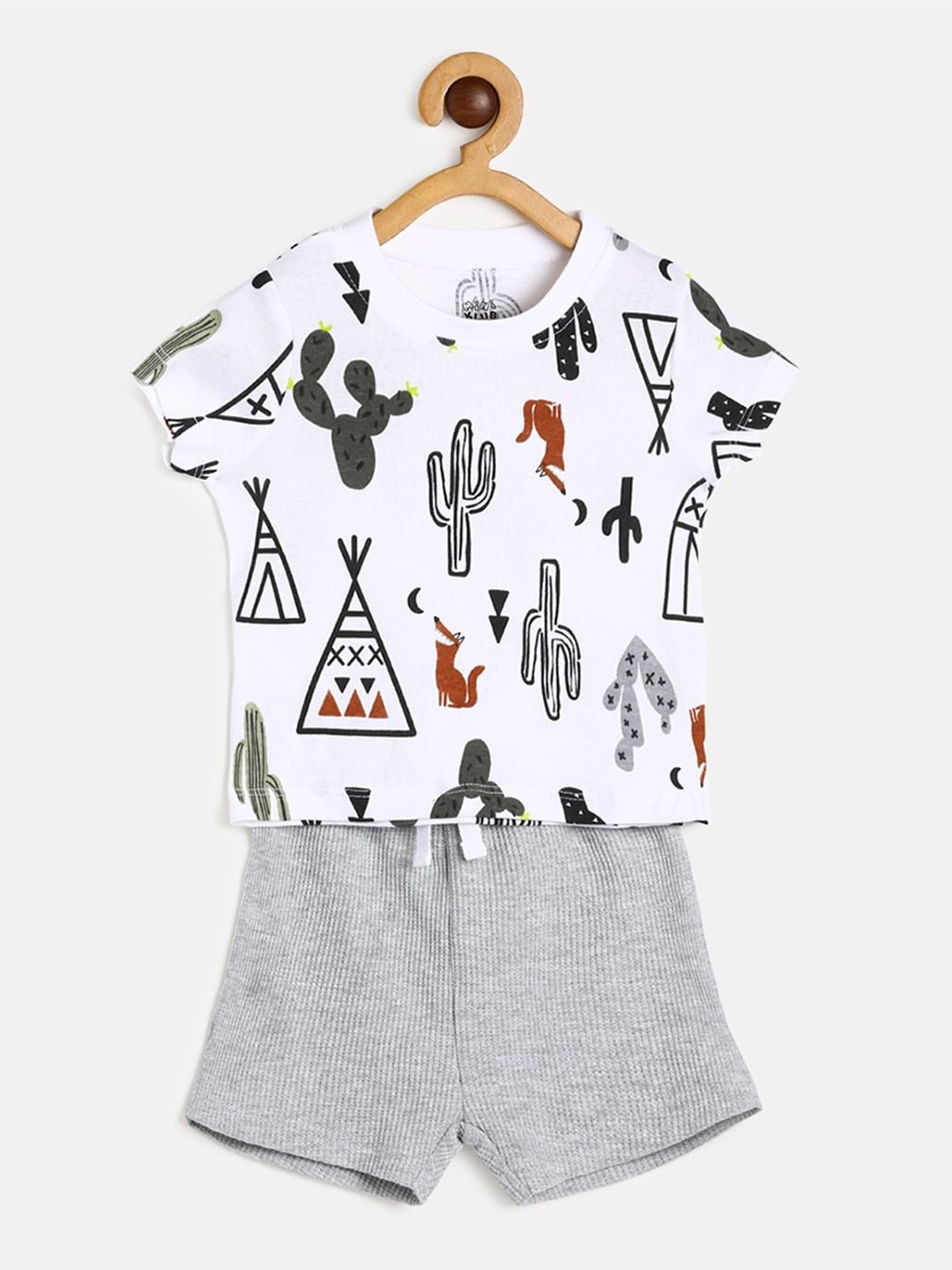 

MINI KLUB Boys Black & Grey Printed T-shirt with Shorts 100% Cotton