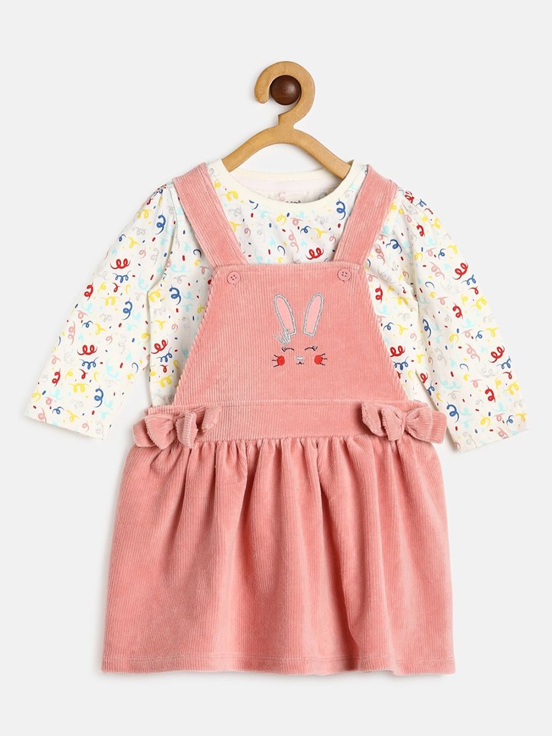 

MINI KLUB Girls Pink Printed T-shirt with Dungarees