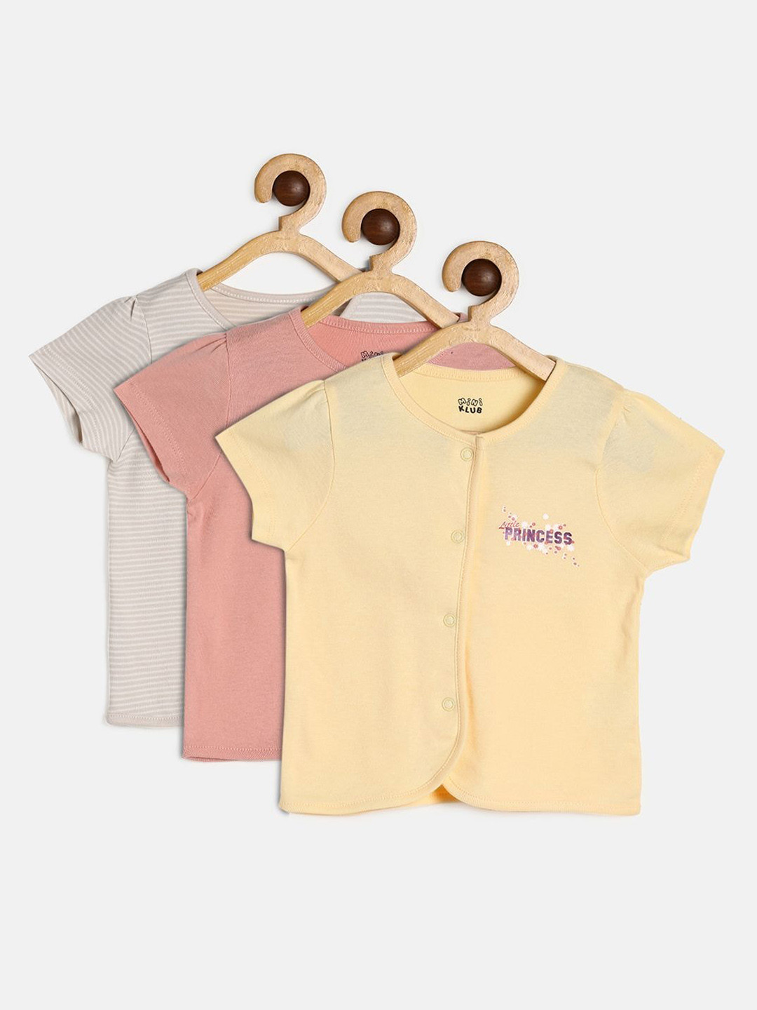 

MINI KLUB Infant Girls Pack Of 3 Printed Pure Cotton Jhablas, Multi