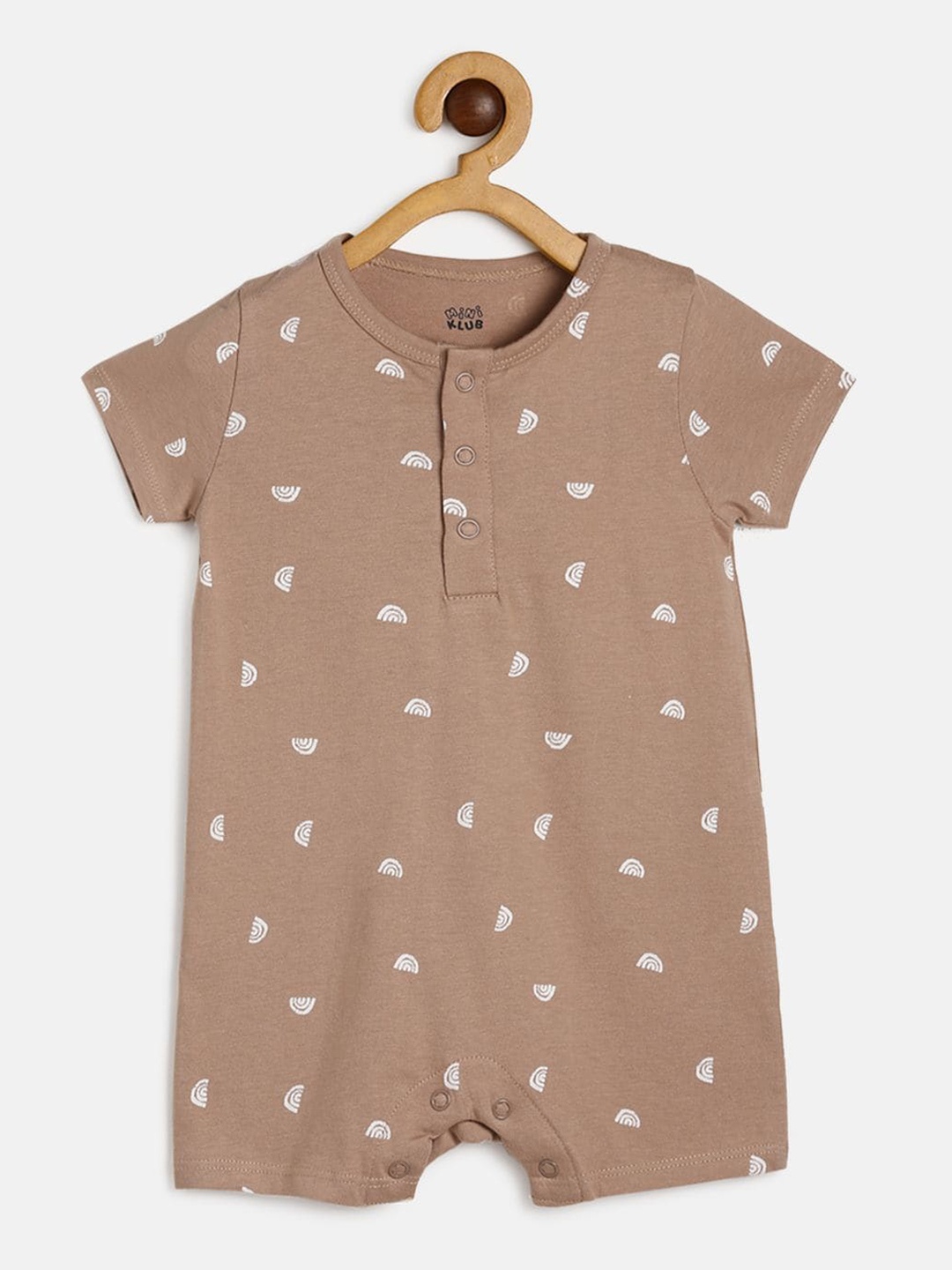

MINI KLUB Boys Brown Printed Pure Cotton Rompers