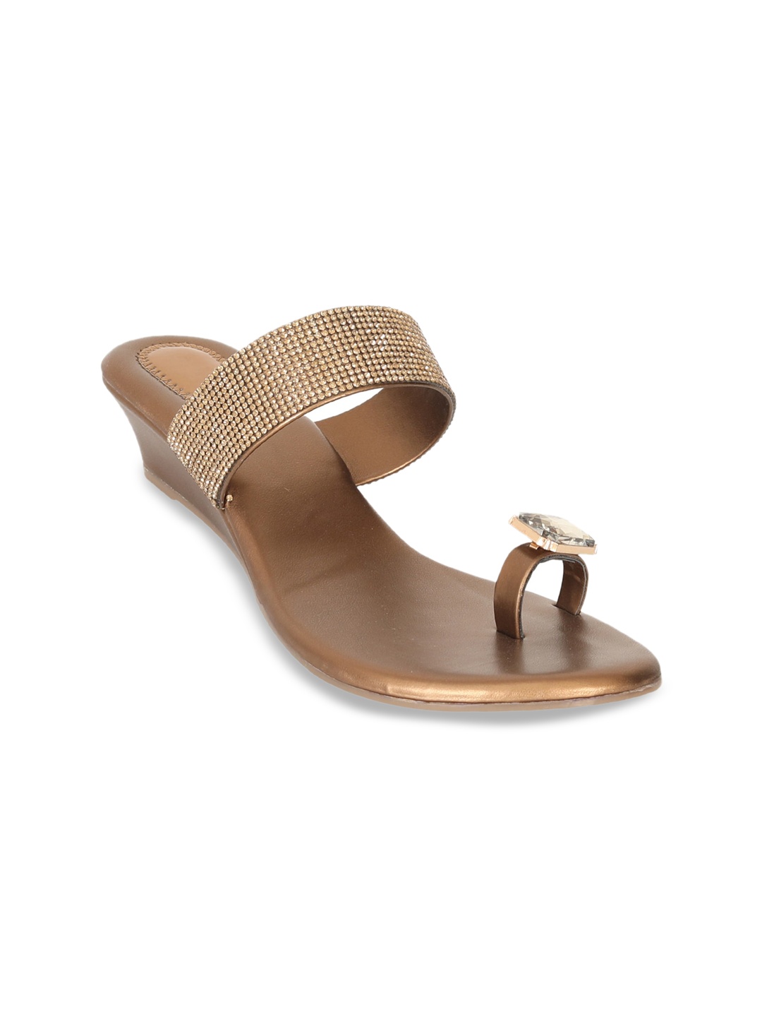 

Zyla Copper-Toned Embellished Party Wedge Sandals