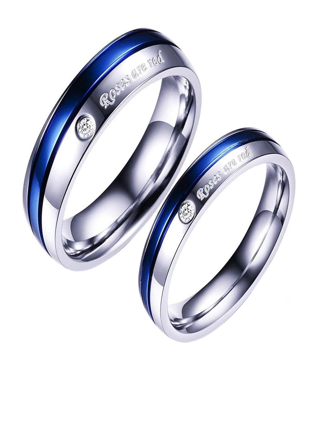 

UNIVERSITY TRENDZ Stainless Steel Studded Couple Rings, Blue