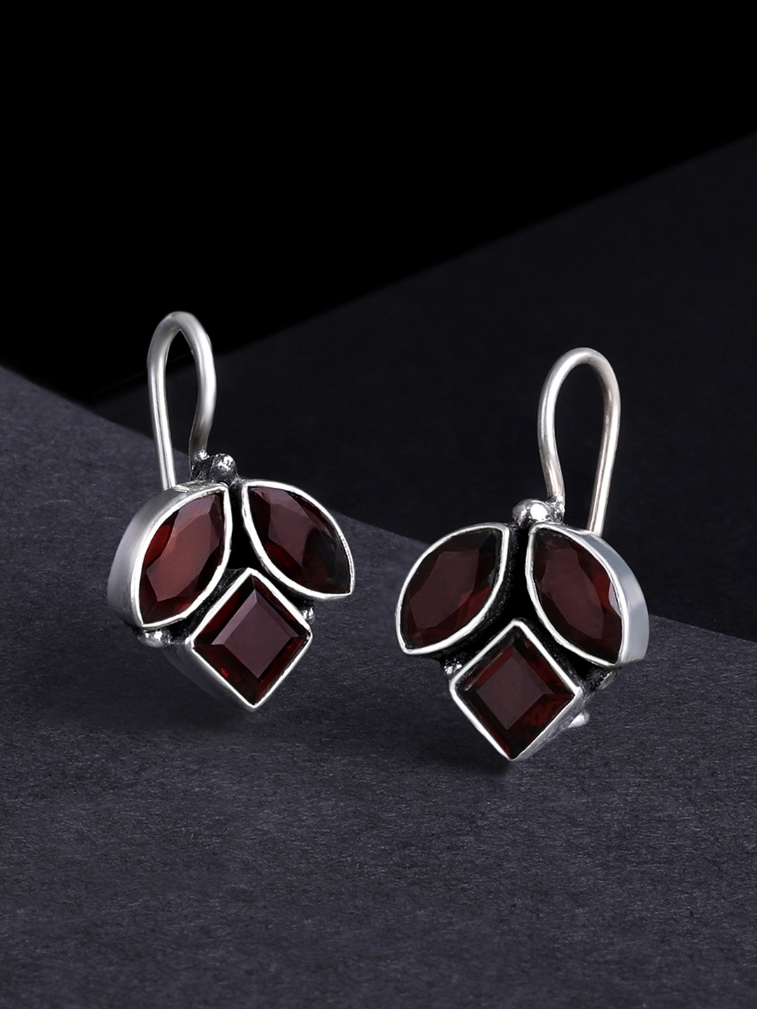

Silvora by Peora Maroon Classic Drop Earrings