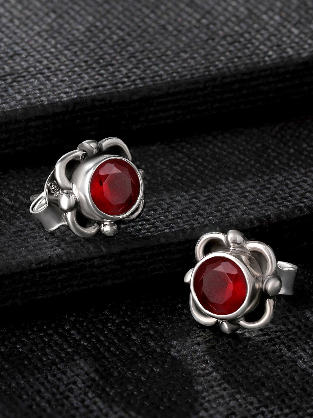 

Silvora by Peora Red Classic Studs Earrings