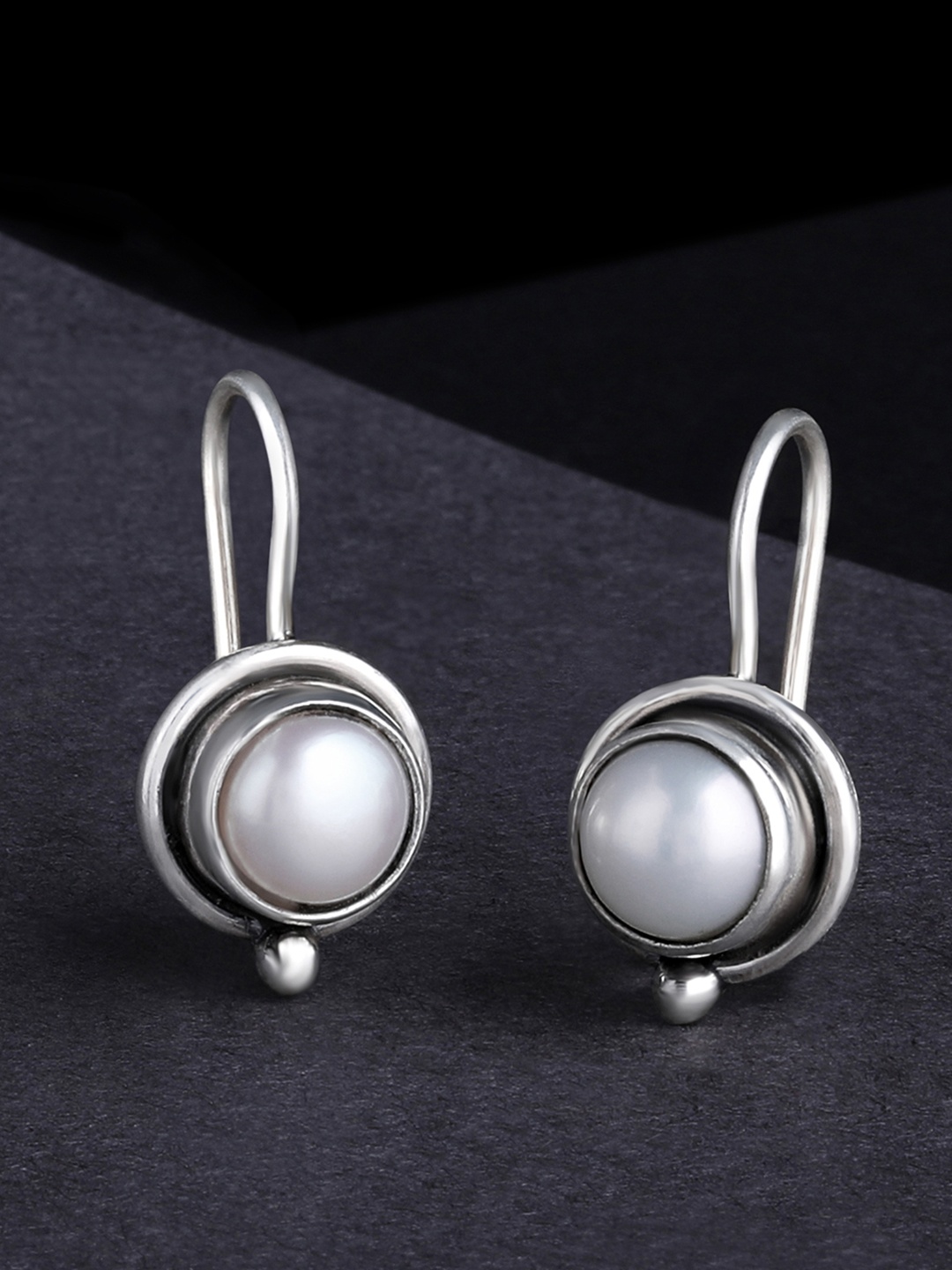 

Silvora by Peora White Circular Drop Earrings